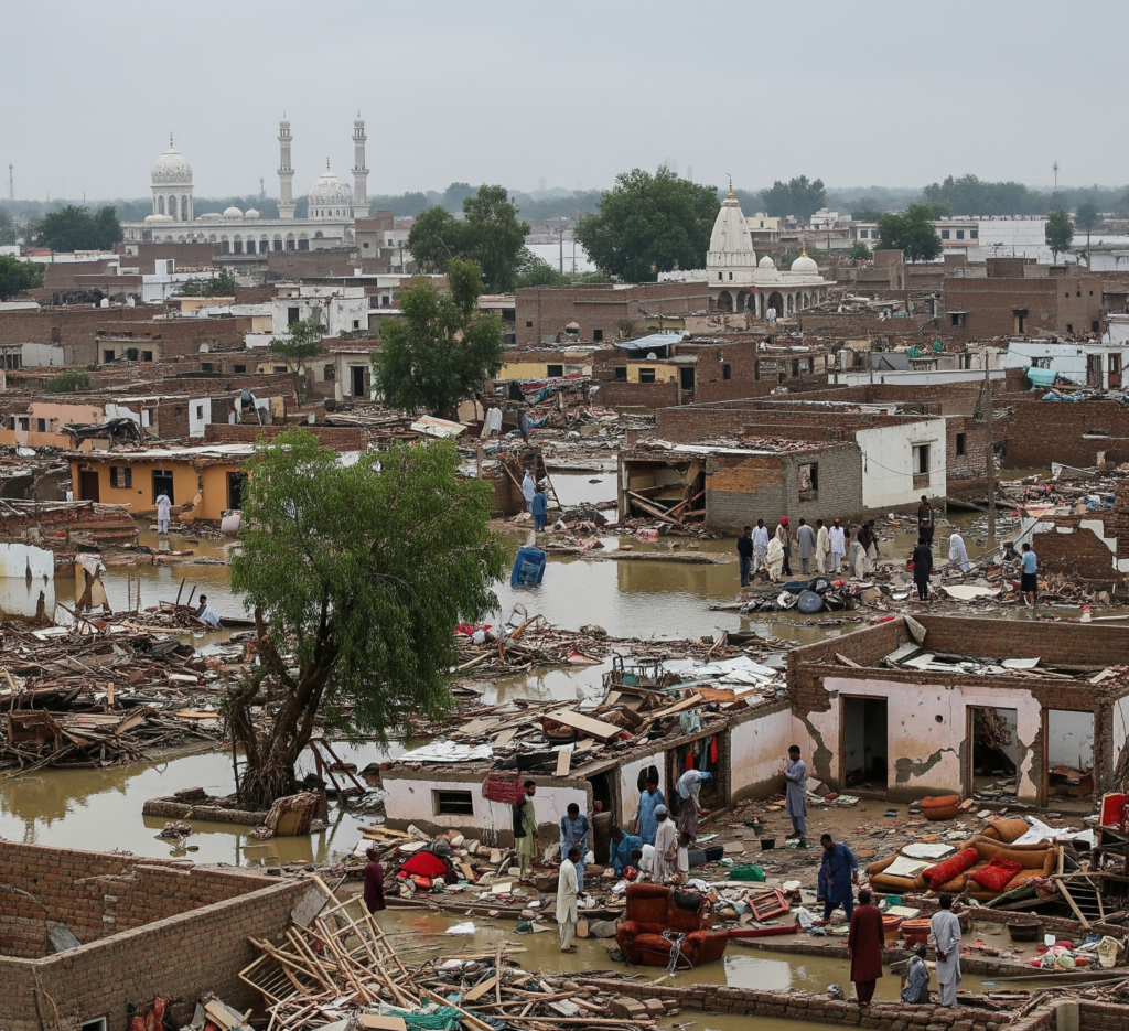 Flood damage in Pakistan villages